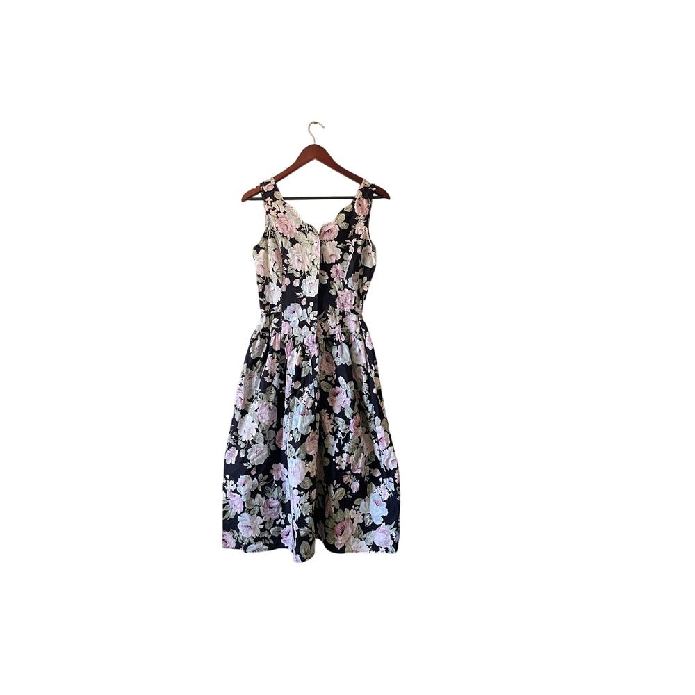 Vintage floral western fit and flare button front‎ midi dress size small